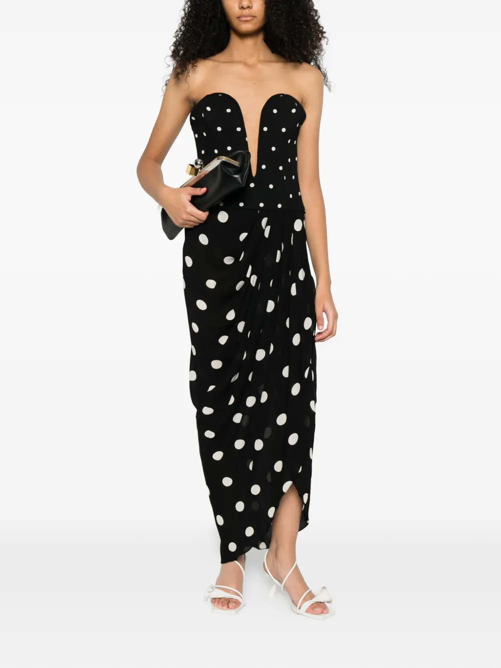 Adriana Degreas Strapless maxi-jurk met stippen - Zwart