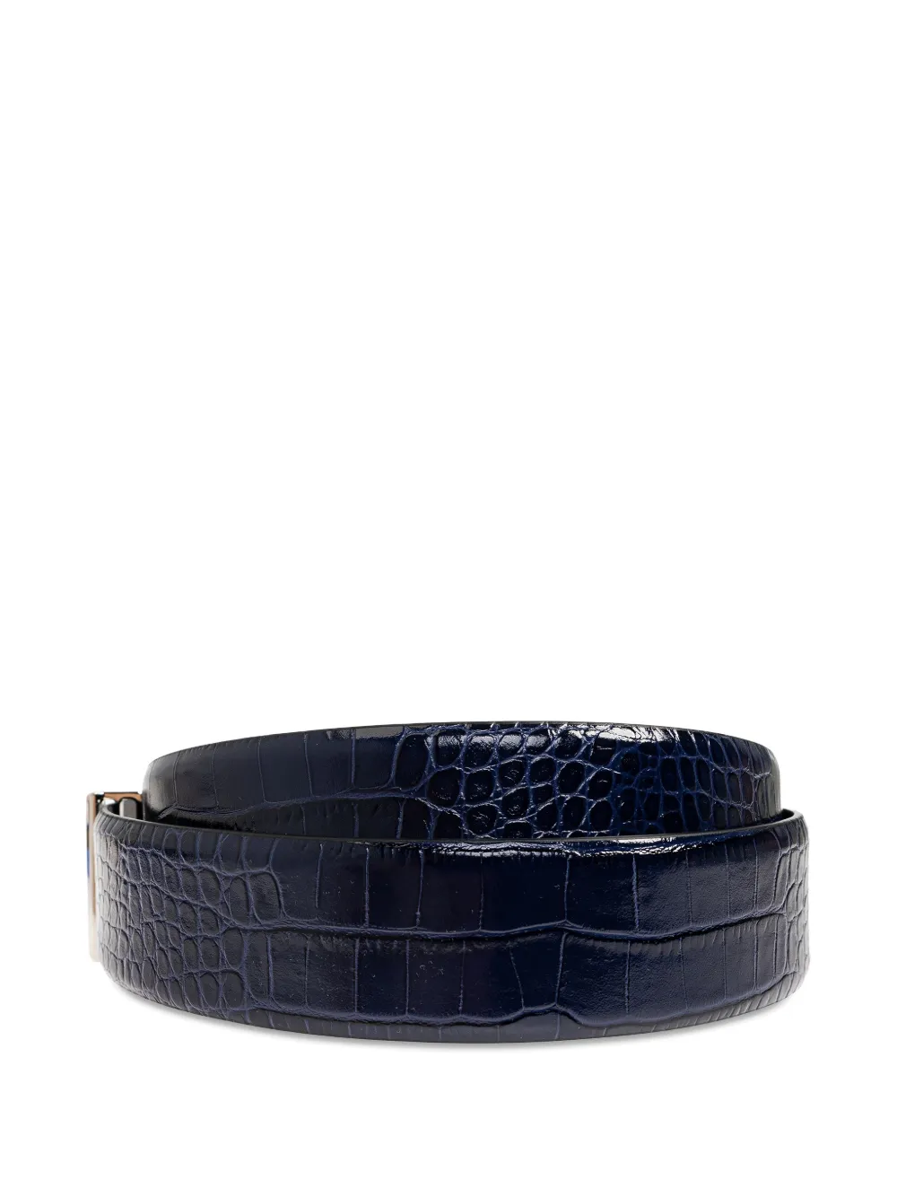 TOM FORD crocodile-effect t-buckle belt - Blauw