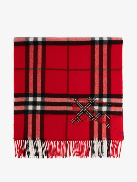Burberry wide cross-stitch EDK Check cashmere scarf
