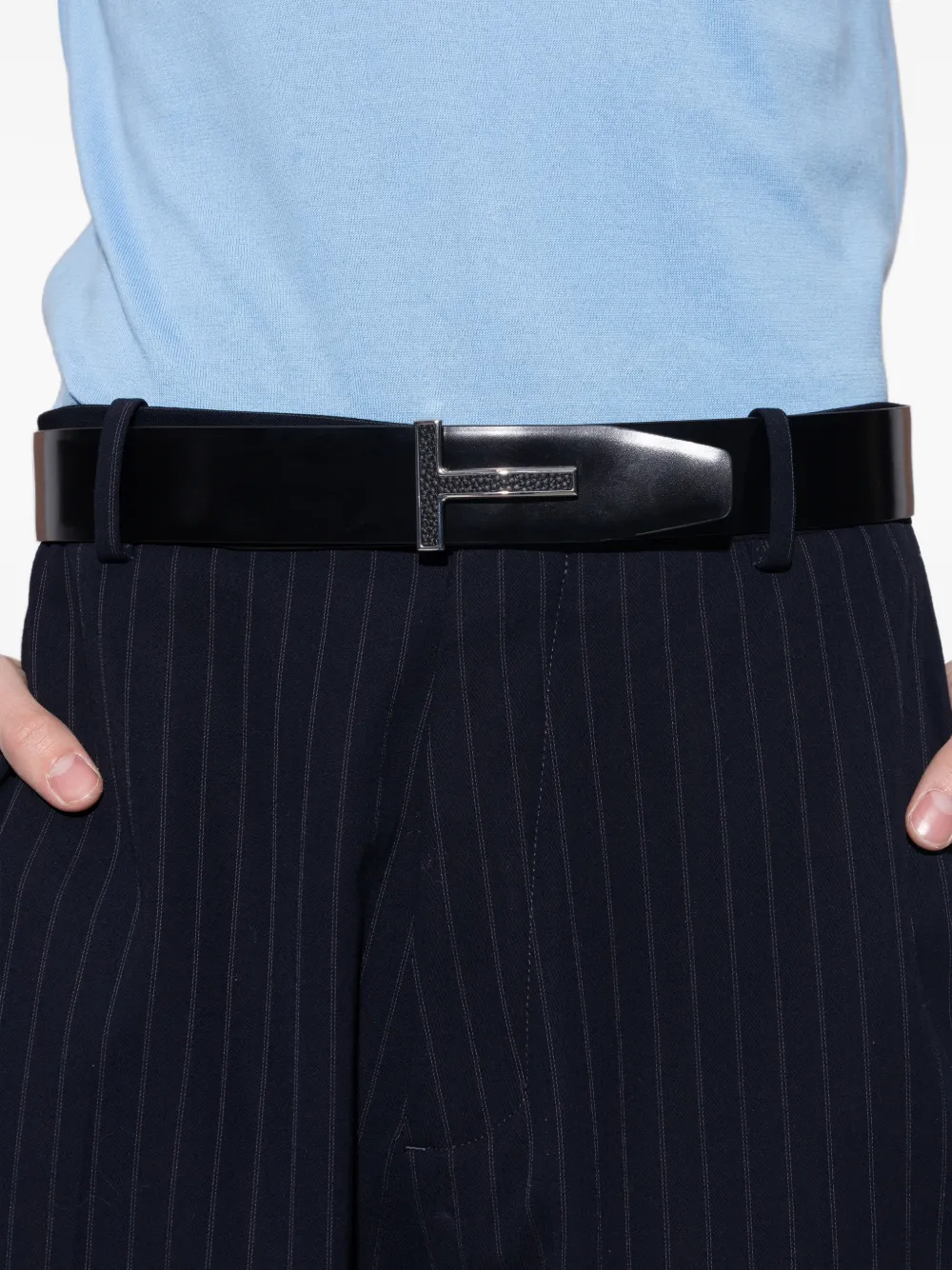TOM FORD Riem met T-gesp Zwart