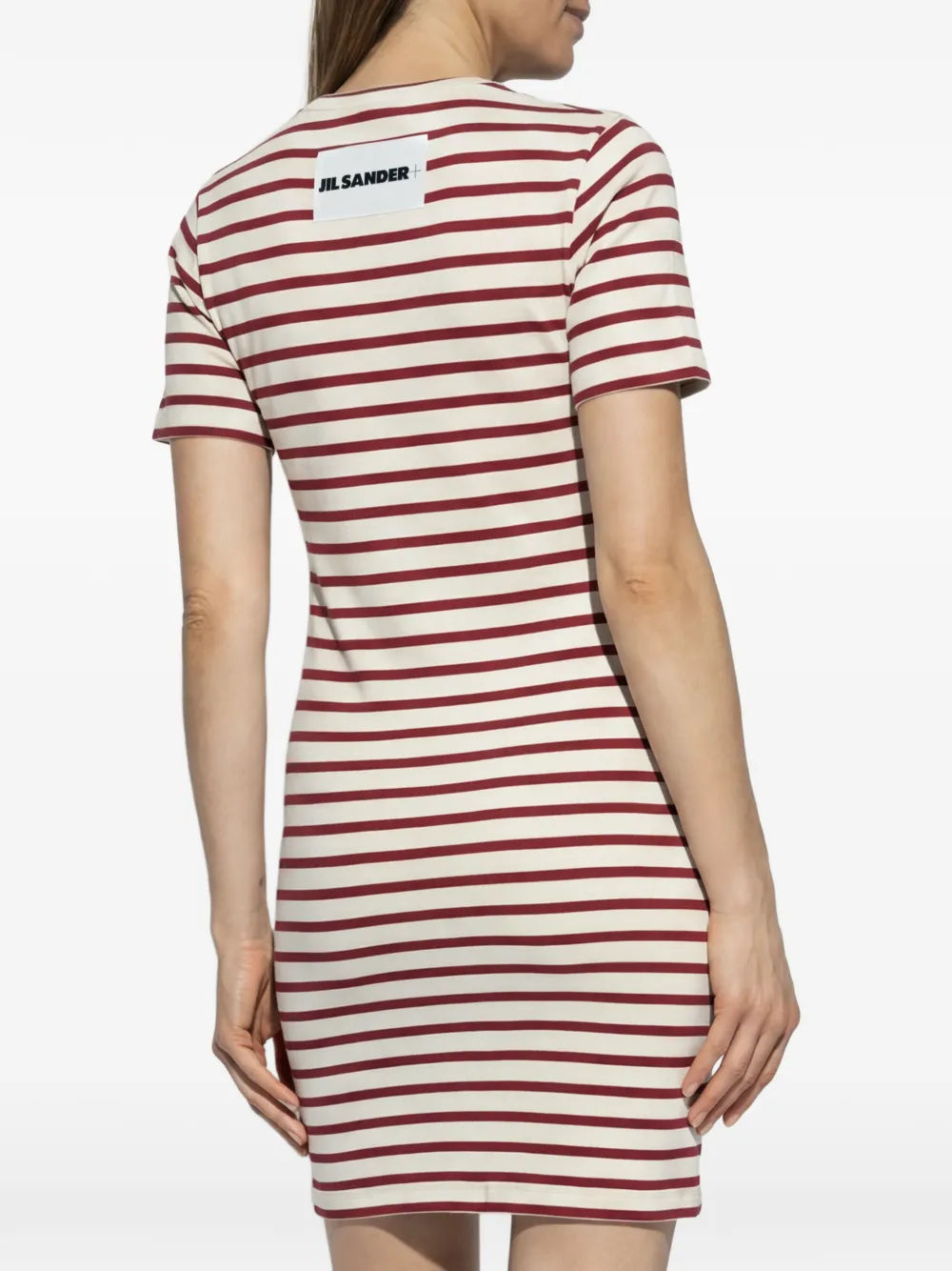 JIL SANDER+ Gestreepte mini-jurk Beige