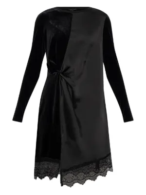 all saints black long sleeve dress AllSaints Kadi Leather Dress Black Size US 2 Long Sleeve Mini NEW –  Celebrity Owned main image 0
