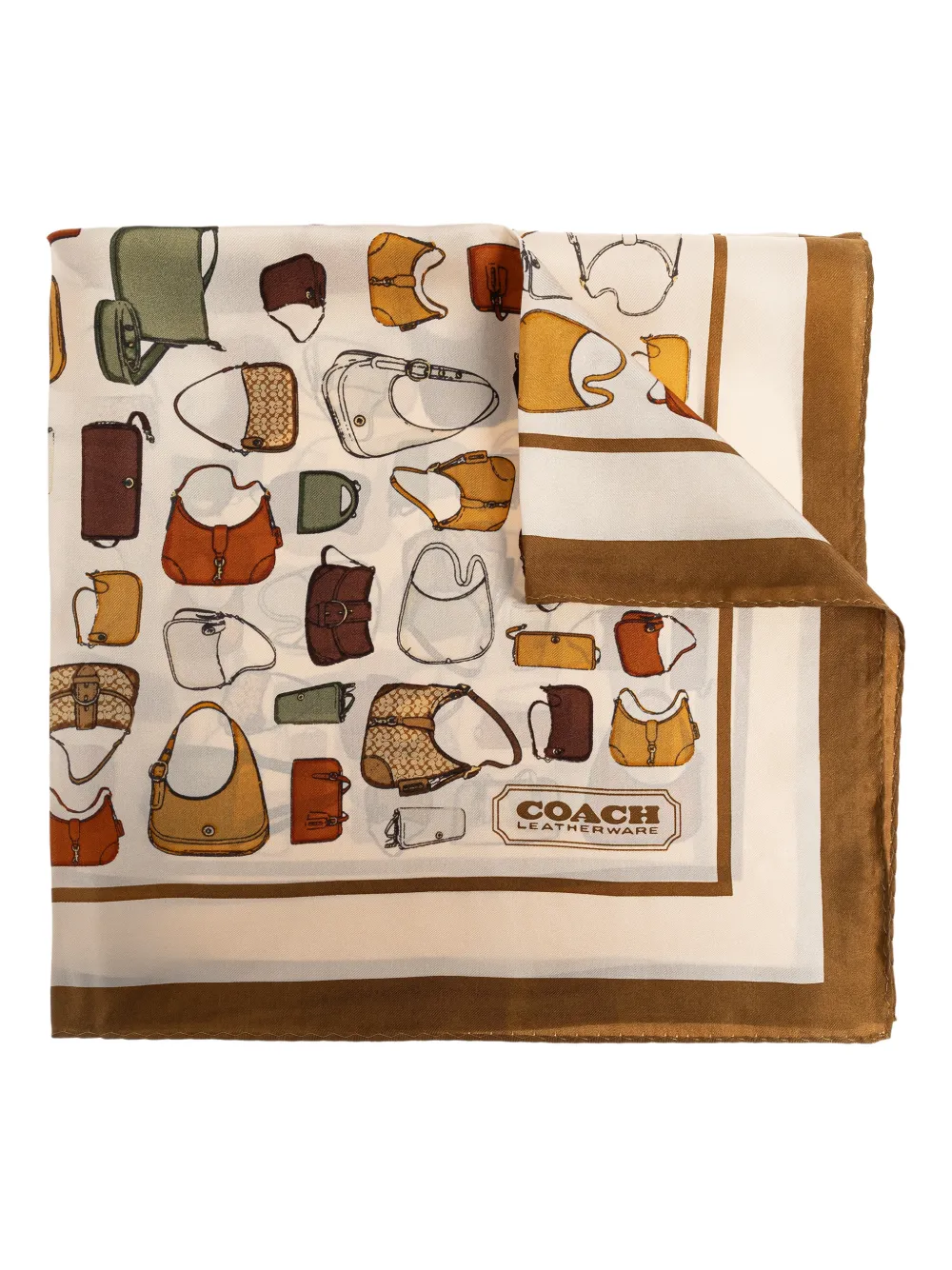 Coach handbag-print silk scarf - Nude