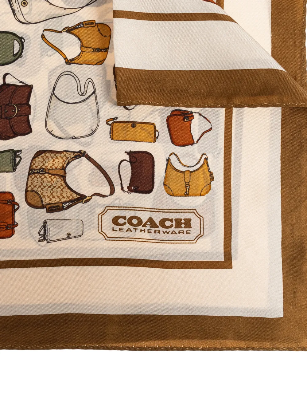Coach handbag-print silk scarf - Beige