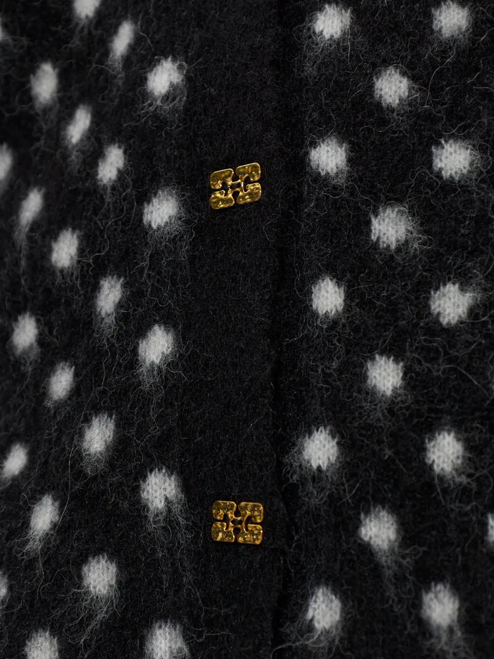 Ganni Polka Dot Button-up Cardigan In Black