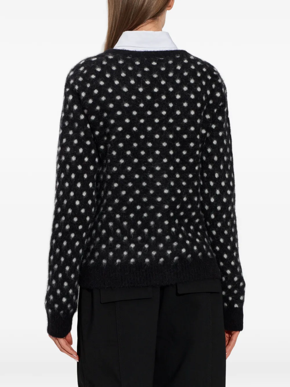 Ganni Polka Dot Button-up Cardigan In Black