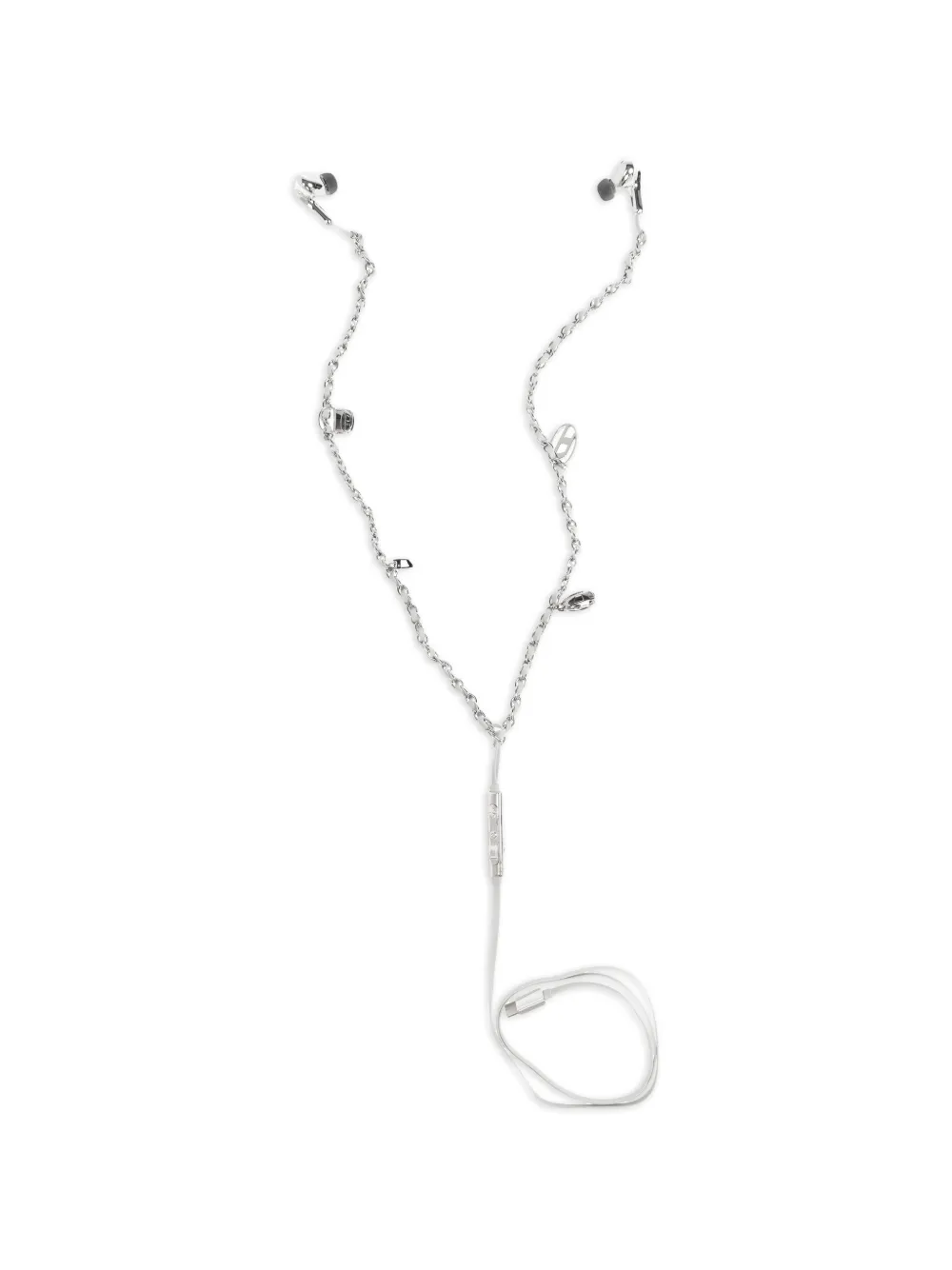 Diesel charm-detail wired earbuds - Argento