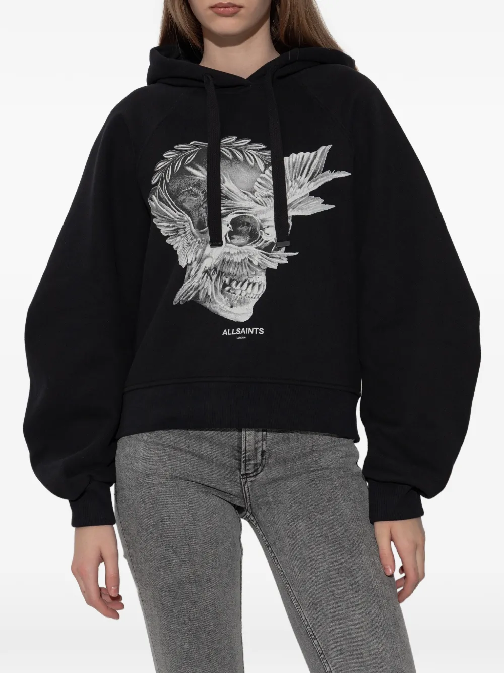  Allsaints Mysterie Graphic Zip-back Hoodie - Black 
