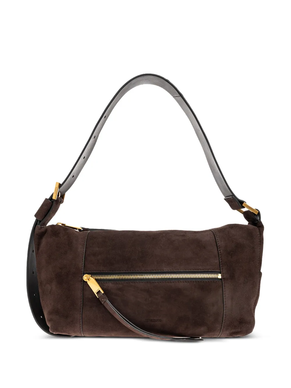 AllSaints Borsa a spalla in pelle scamosciata con zip - Marrone