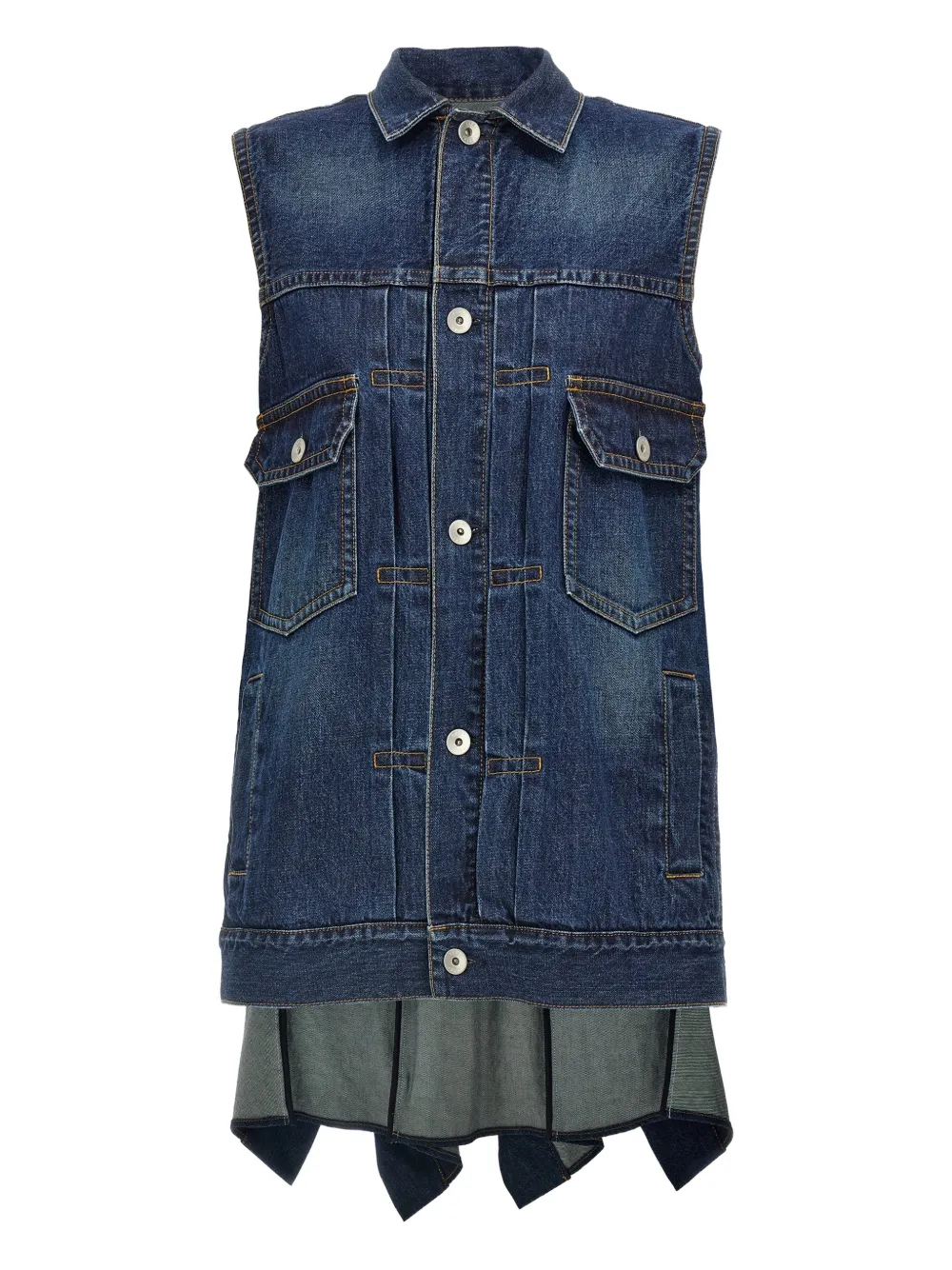 sacai ruffled denim mini dress - Blu