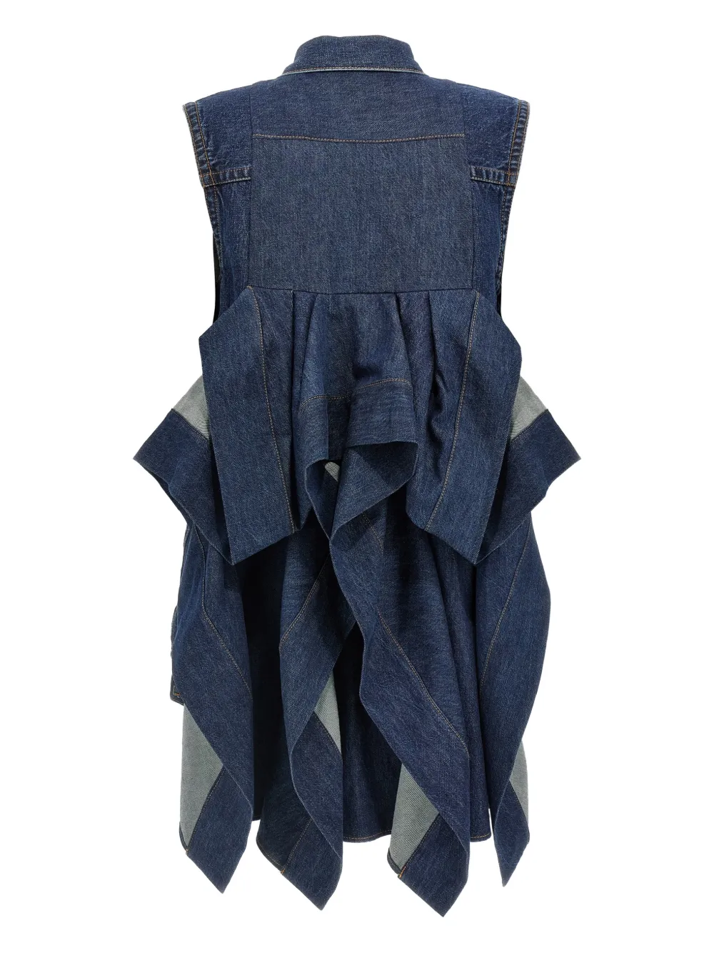 Sacai ruffled denim mini dress - Blauw