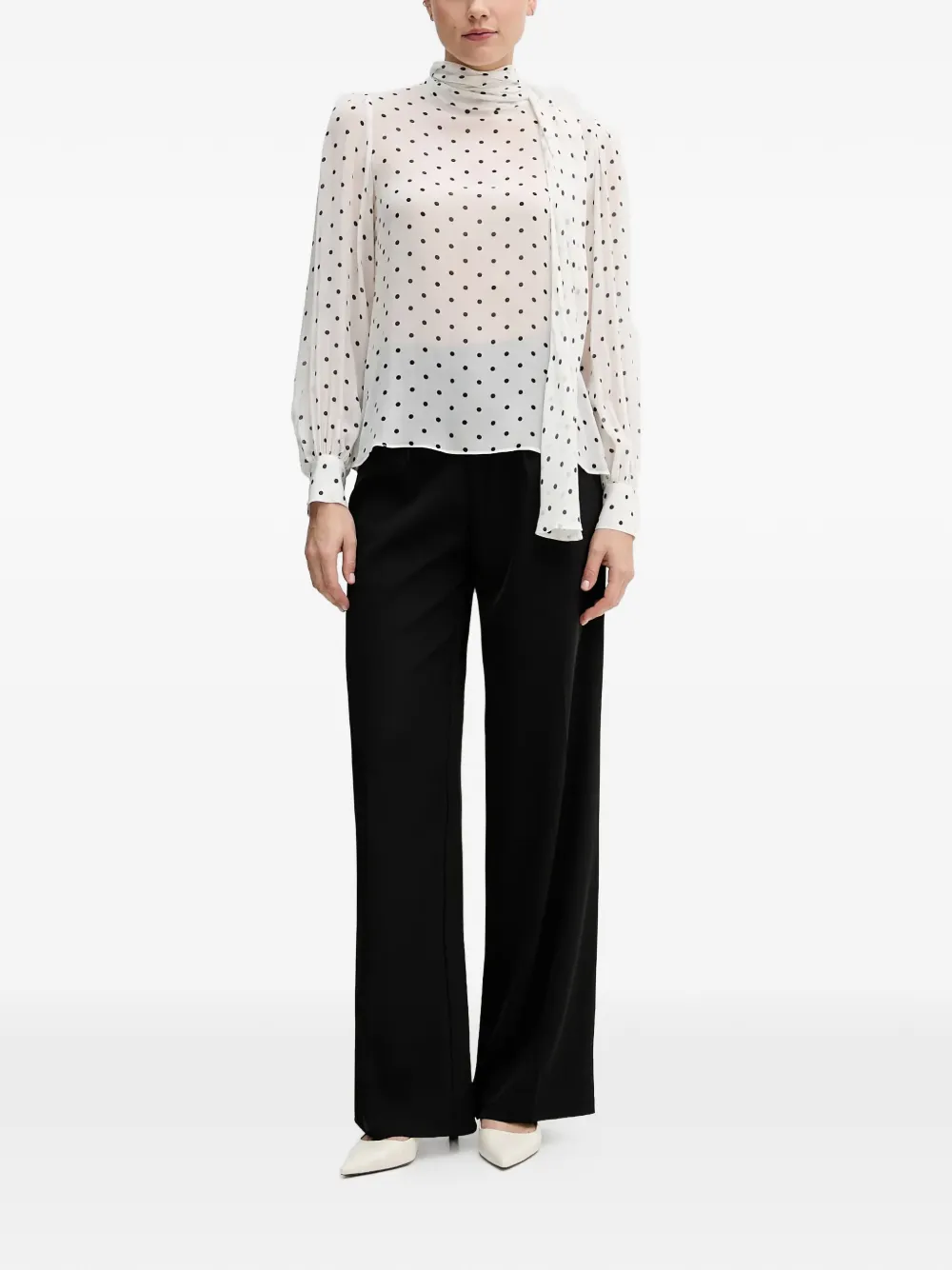 Pedro Del Hierro polka dot scarf blouse - Wit