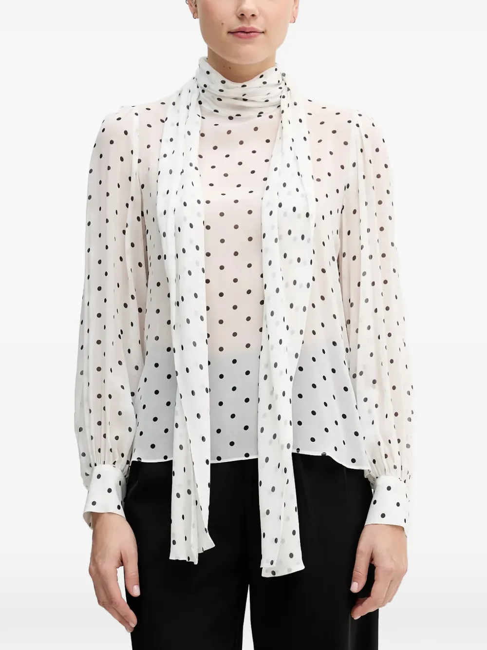 Pedro Del Hierro polka dot scarf blouse - Bianco