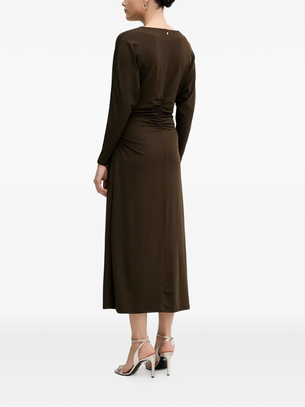 Long-Sleeve Gathered Midi Dress