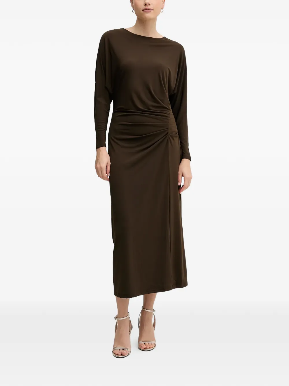 Pedro Del Hierro long-sleeve gathered midi dress - Bruin