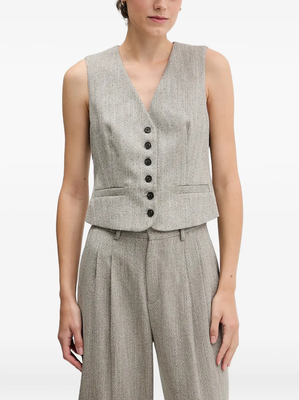 Pedro Del Hierro V-neck button-up waistcoat - Grey