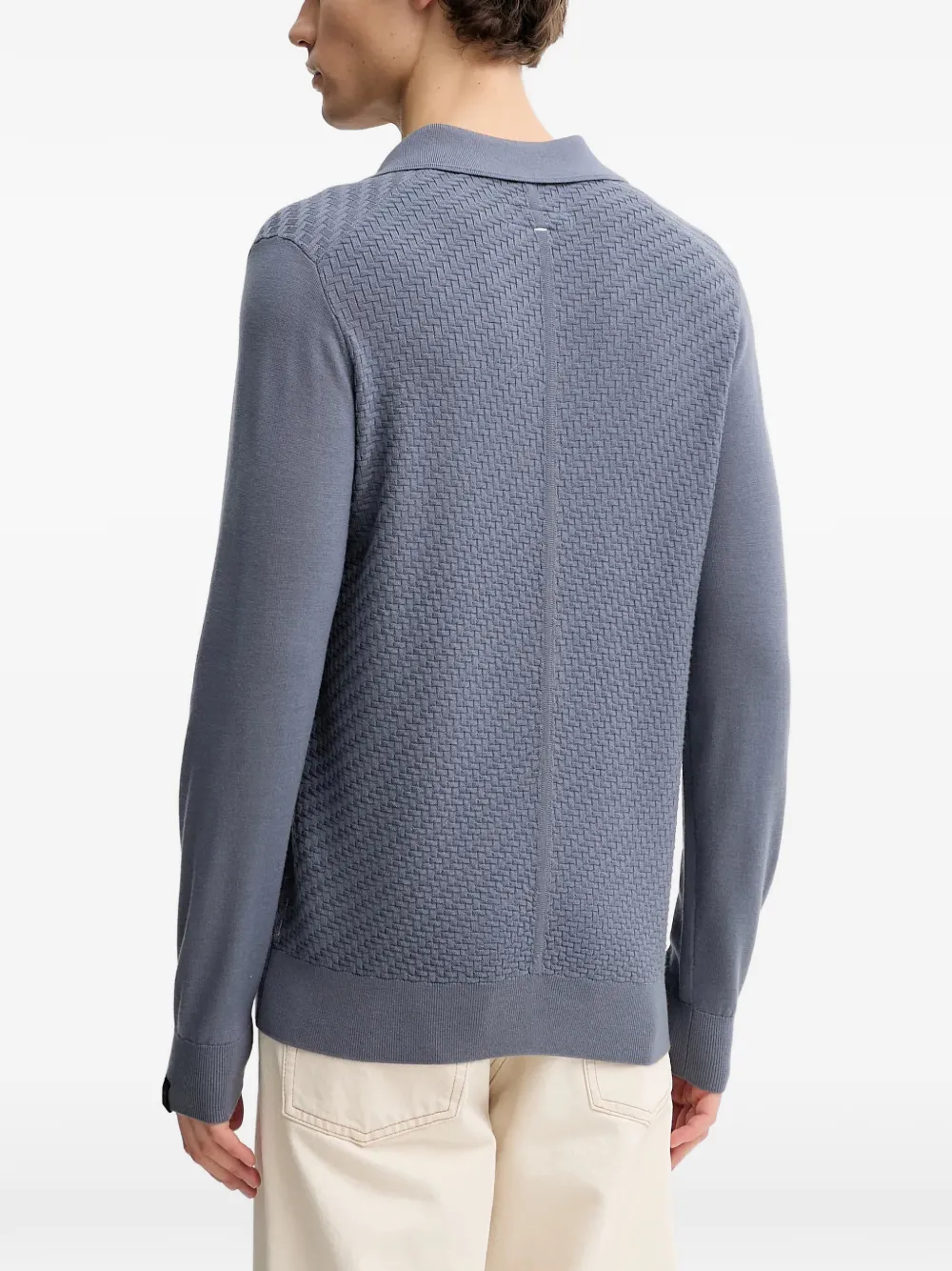 Rag & Bone Textured Polo Sweater - Blue 