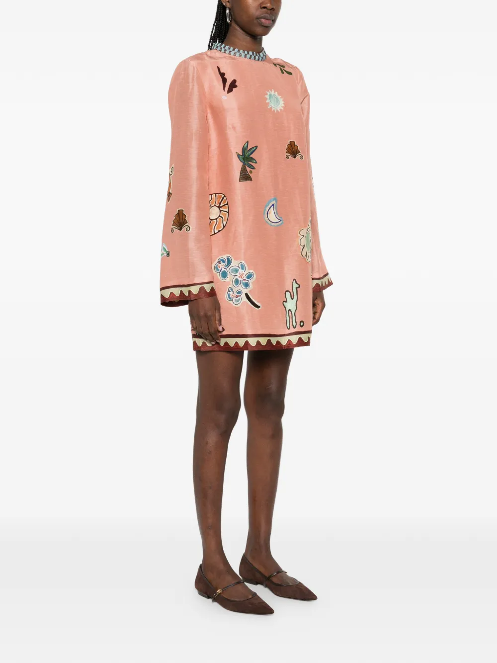  Alemais X Lrnce Laurence Beaded Embroidered Mini Dress - Pink 