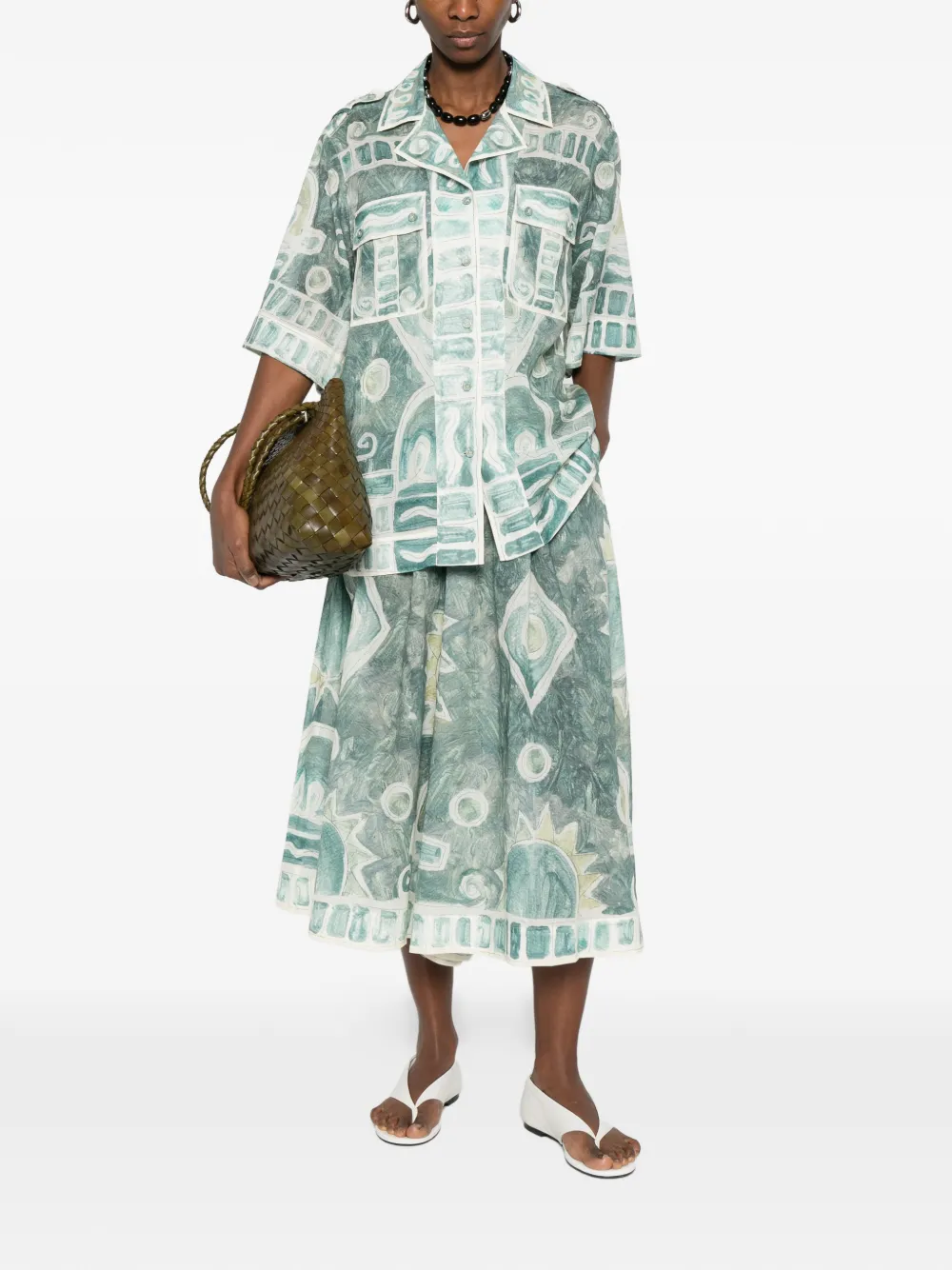  Alemais Pocket Print Top - Green 