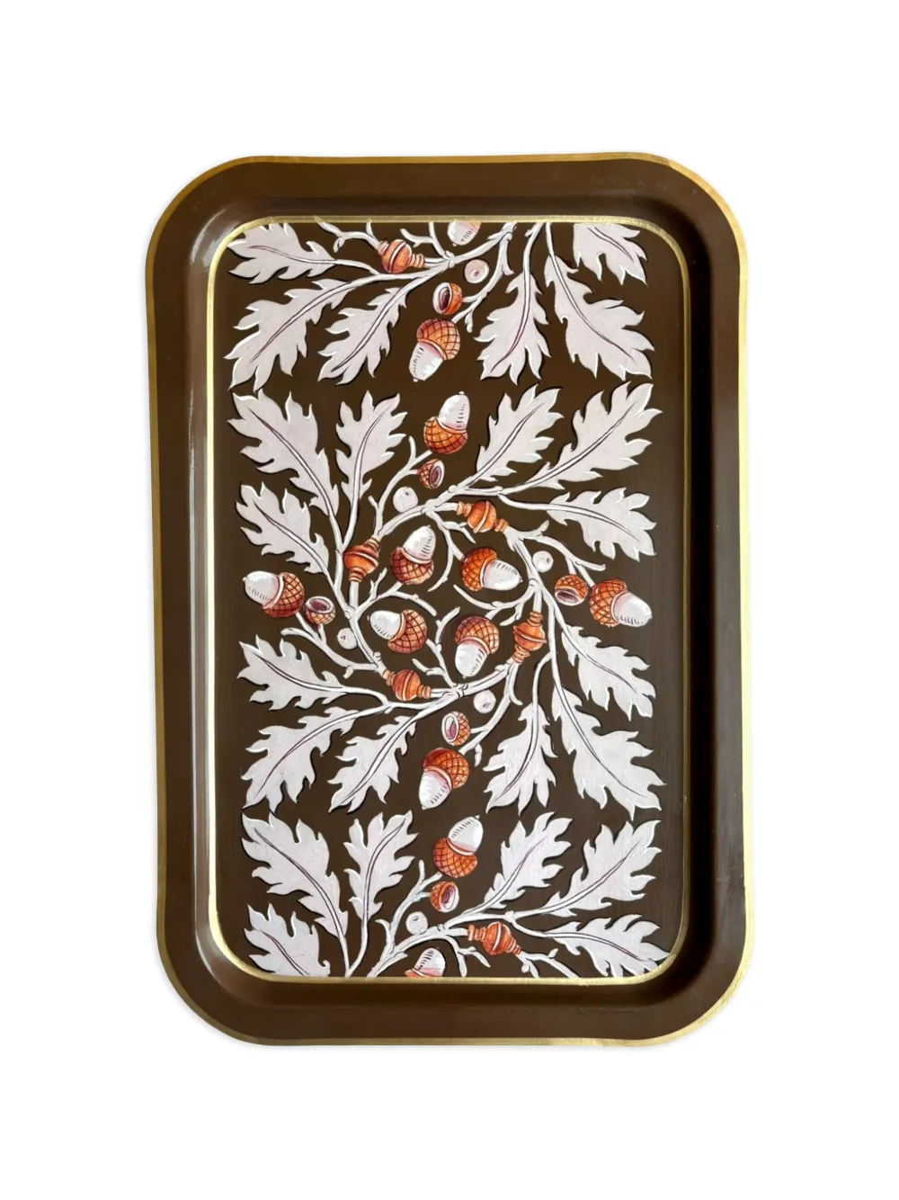Les-Ottomans Vassoio con motivo foglie - Marrone
