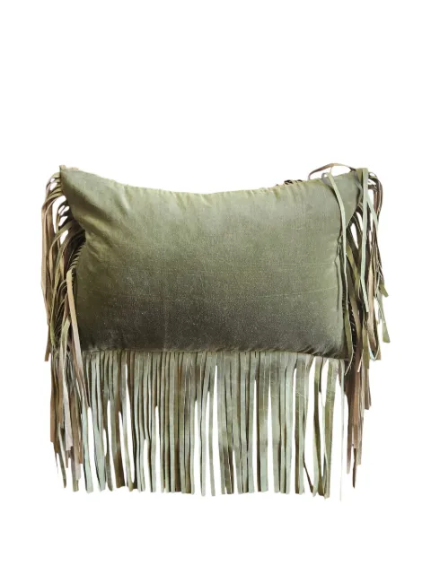 Les-Ottomans leather-fringes cushion