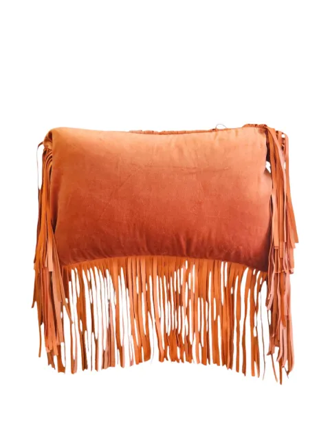 Les-Ottomans leather-fringes cushion