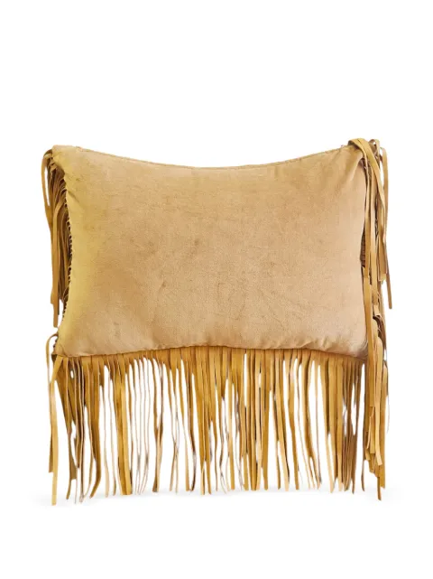 Les-Ottomans leather-fringes cushion