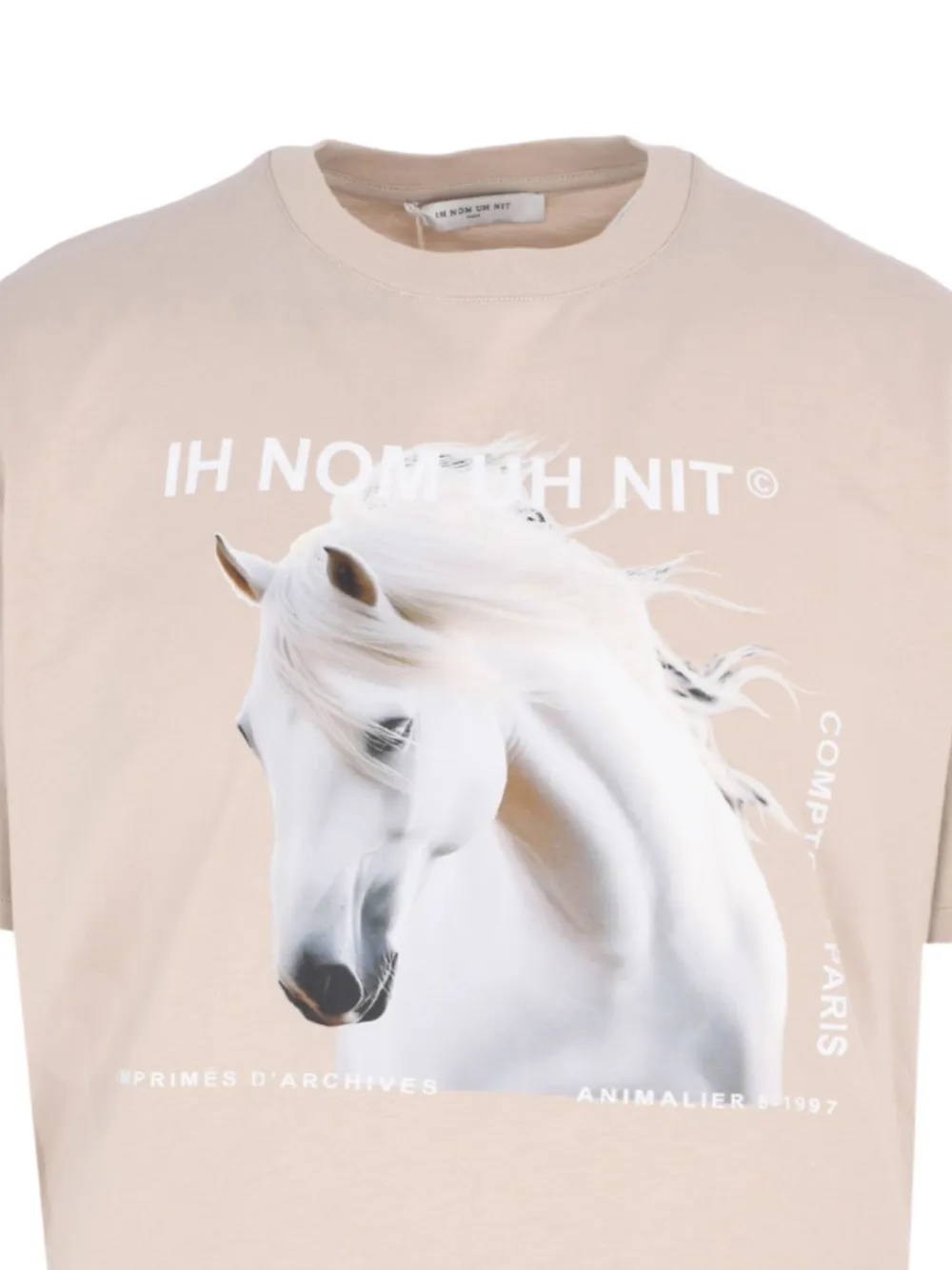 Ih Nom Uh Nit T-shirt met paardenprint Beige
