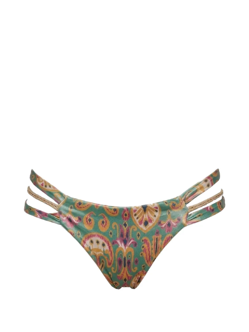 Del Maar Gerafftes Koari Bikinihöschen mit Muster - Grün