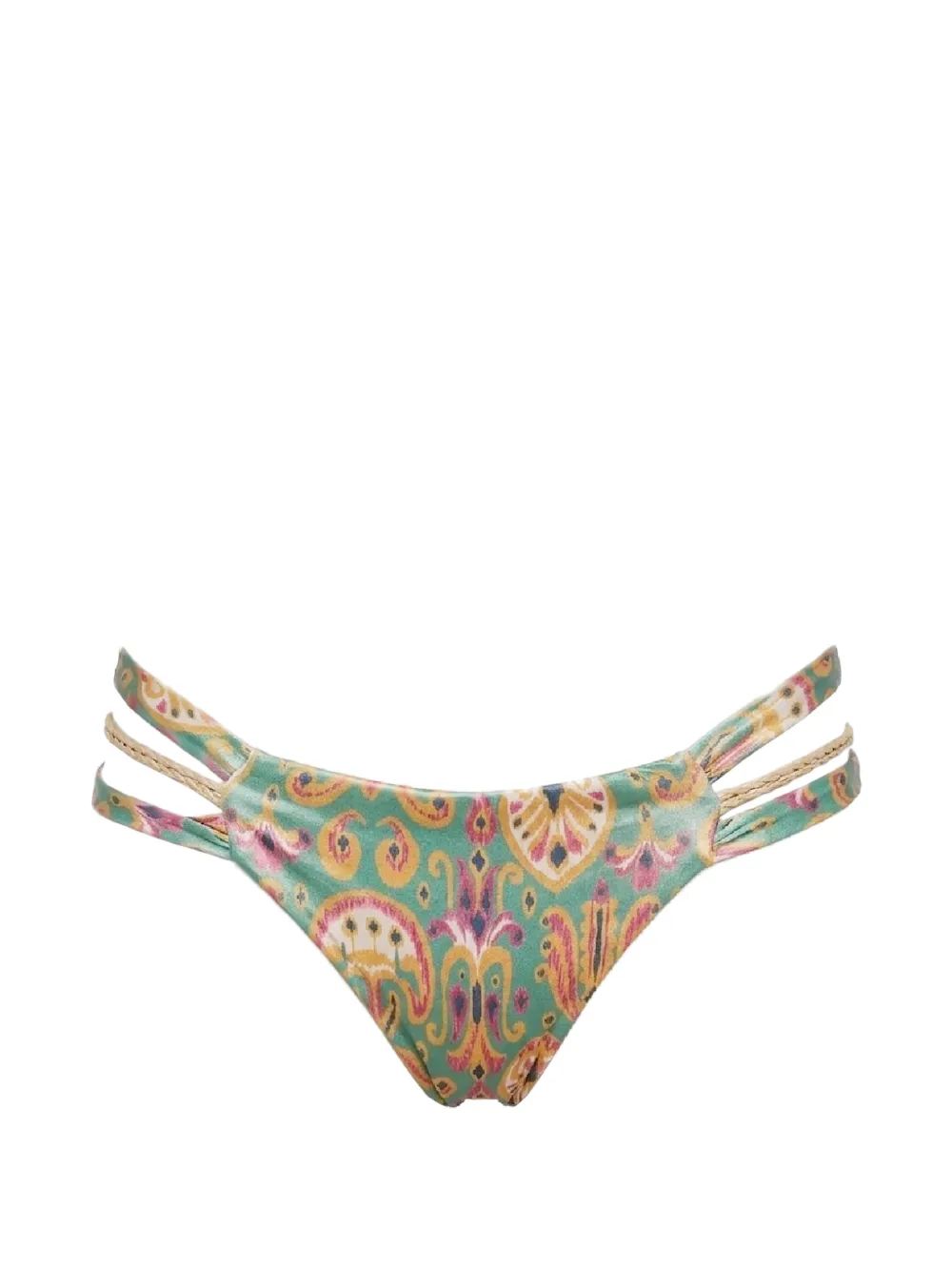 Del Maar Gerafftes Koari Bikinihöschen mit Muster - Grün