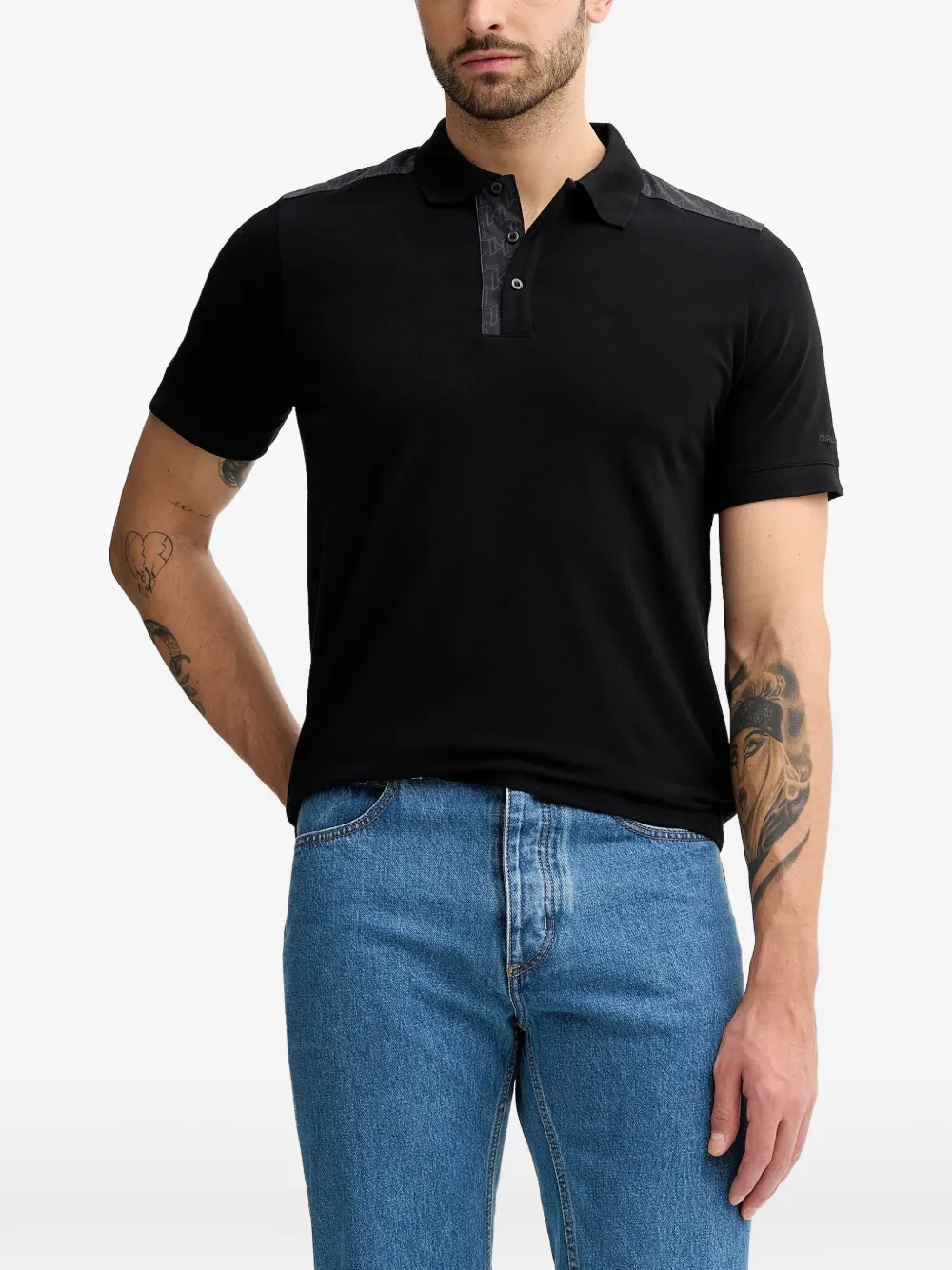 Karl Lagerfeld logo polo shirt - Schwarz