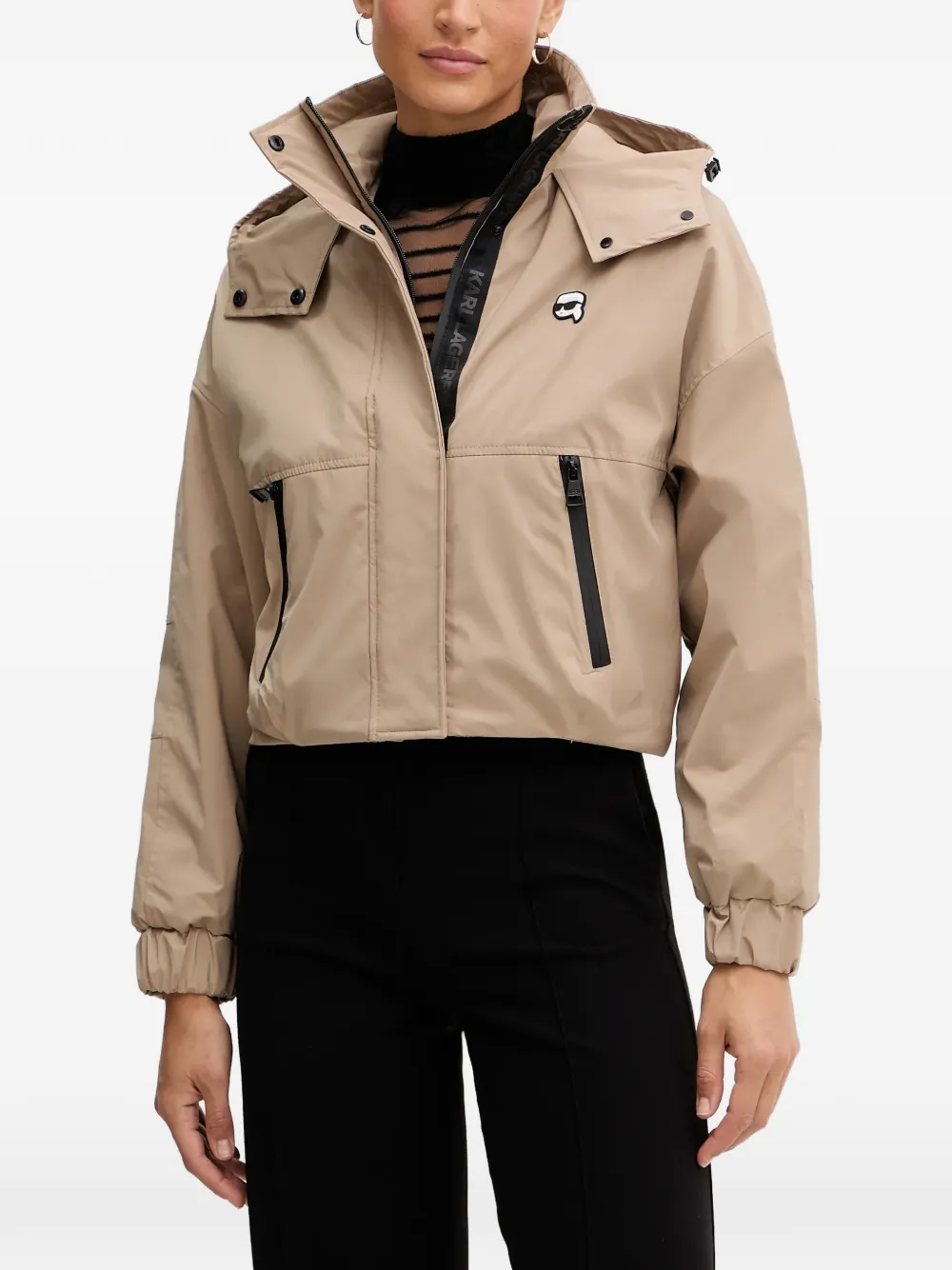 Karl Lagerfeld Ikon hooded patch jacket - Toni neutri