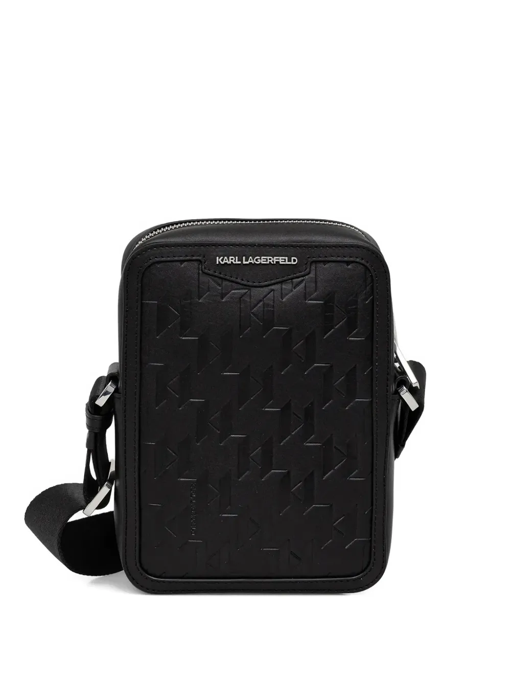 Karl Lagerfeld embossed messenger bag - Nero