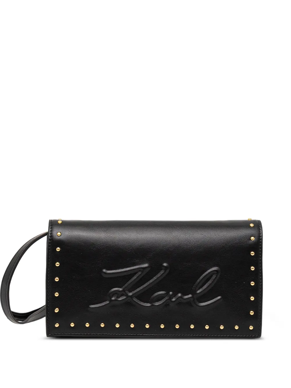 Karl Lagerfeld embossed studded wallet on strap - Nero