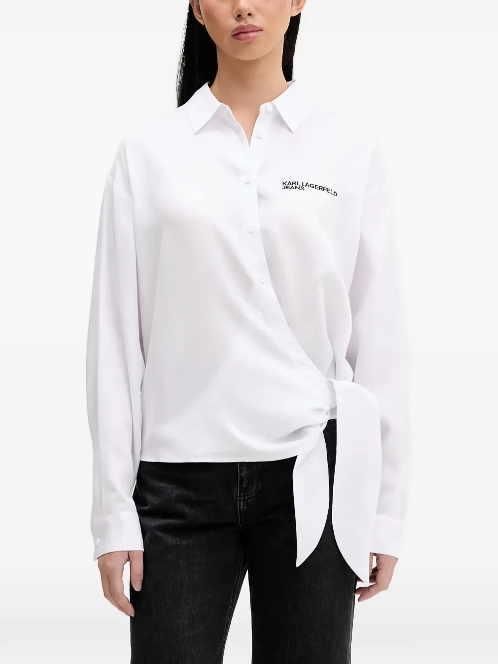 Karl Lagerfeld Jeans tie-detail shirt - Bianco
