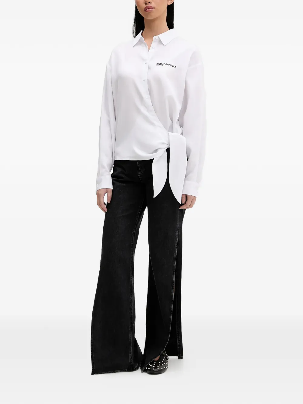 Karl Lagerfeld Jeans blouse met strikdetail Wit