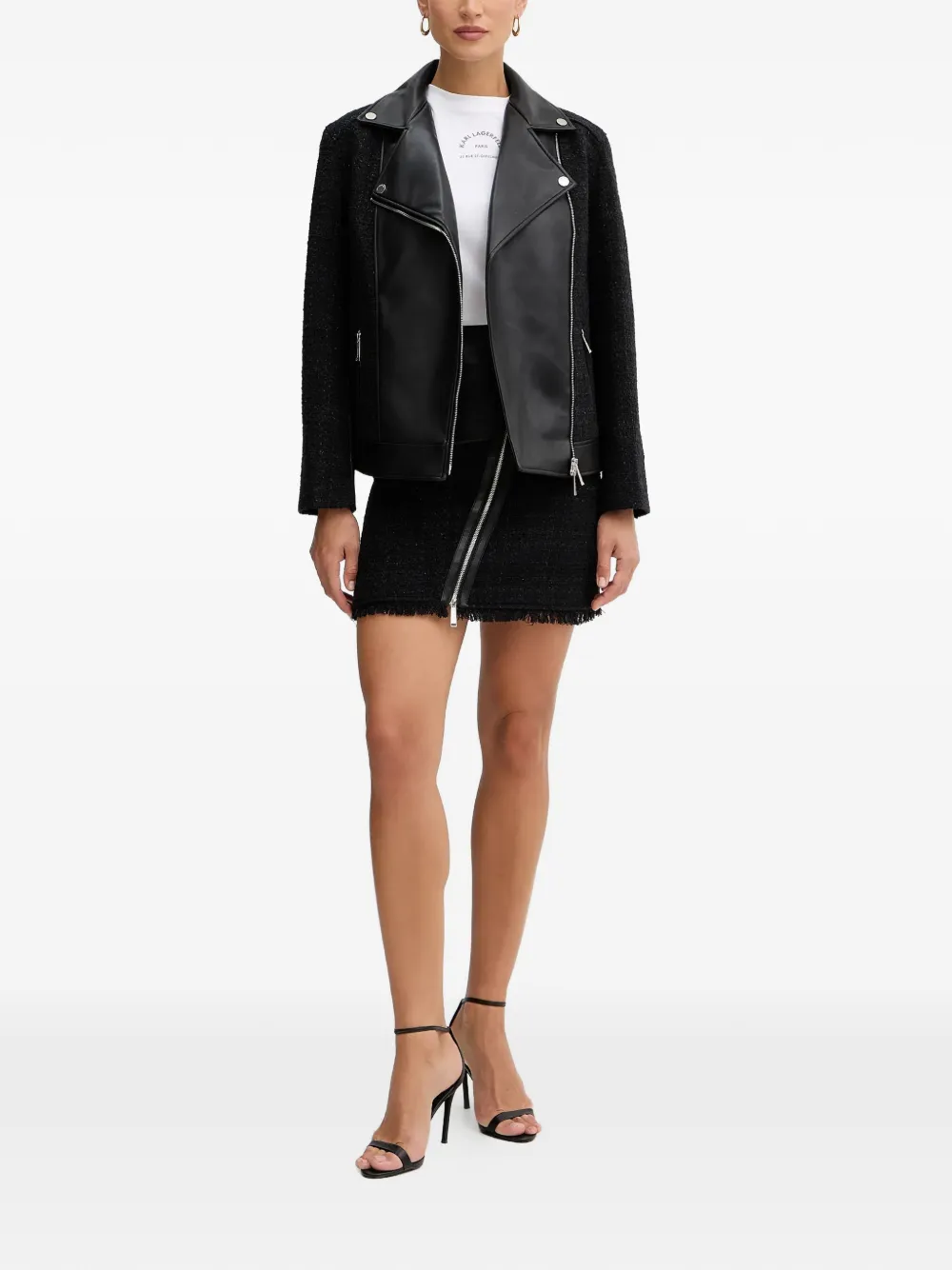 Karl Lagerfeld zip faux-leather mini skirt - Zwart