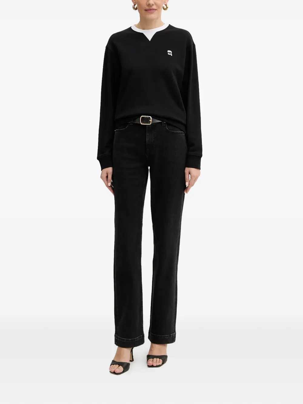 Karl Lagerfeld Sweater met geborduurd logo Zwart