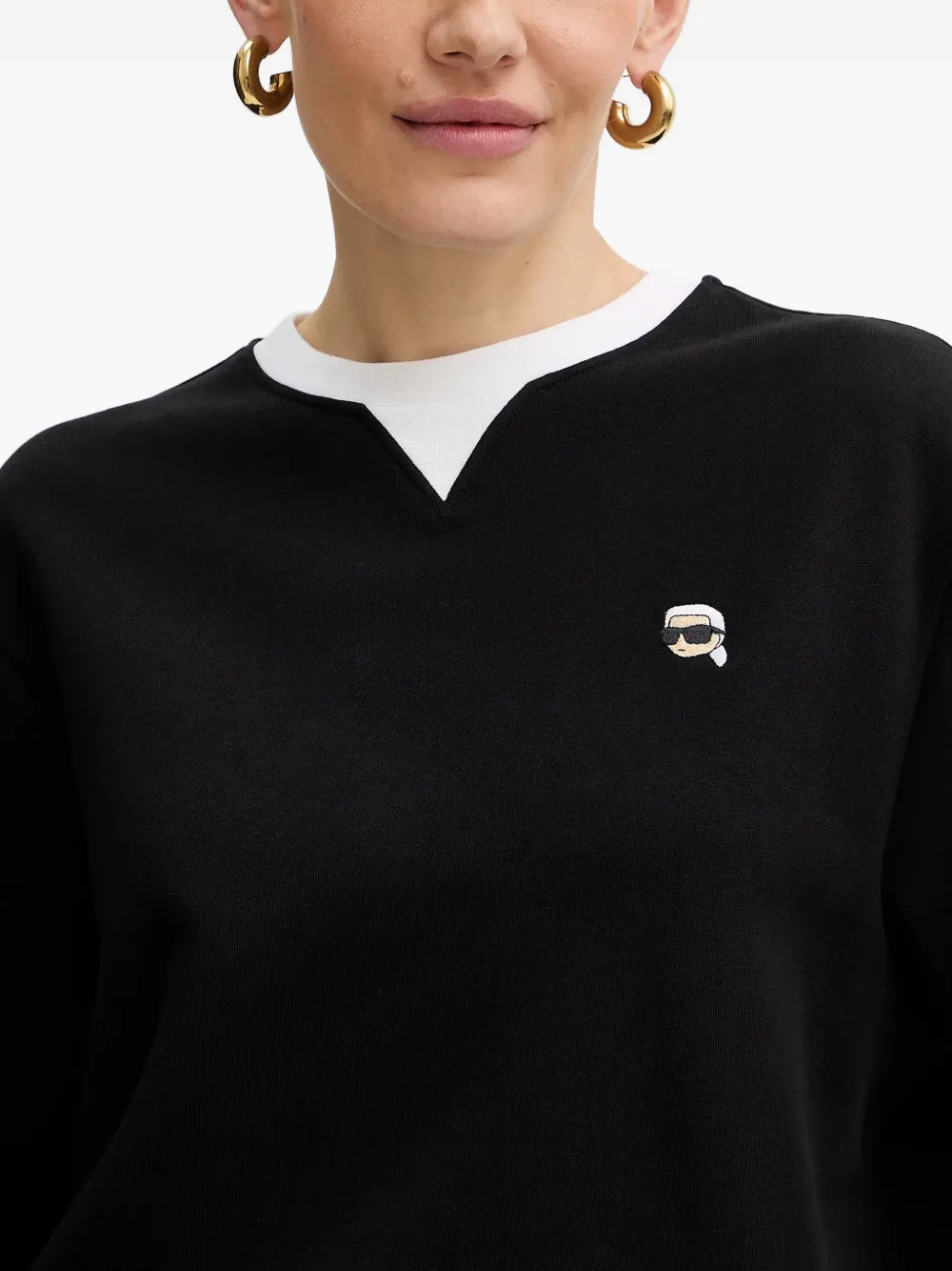 Karl Lagerfeld Sweater met geborduurd logo Zwart