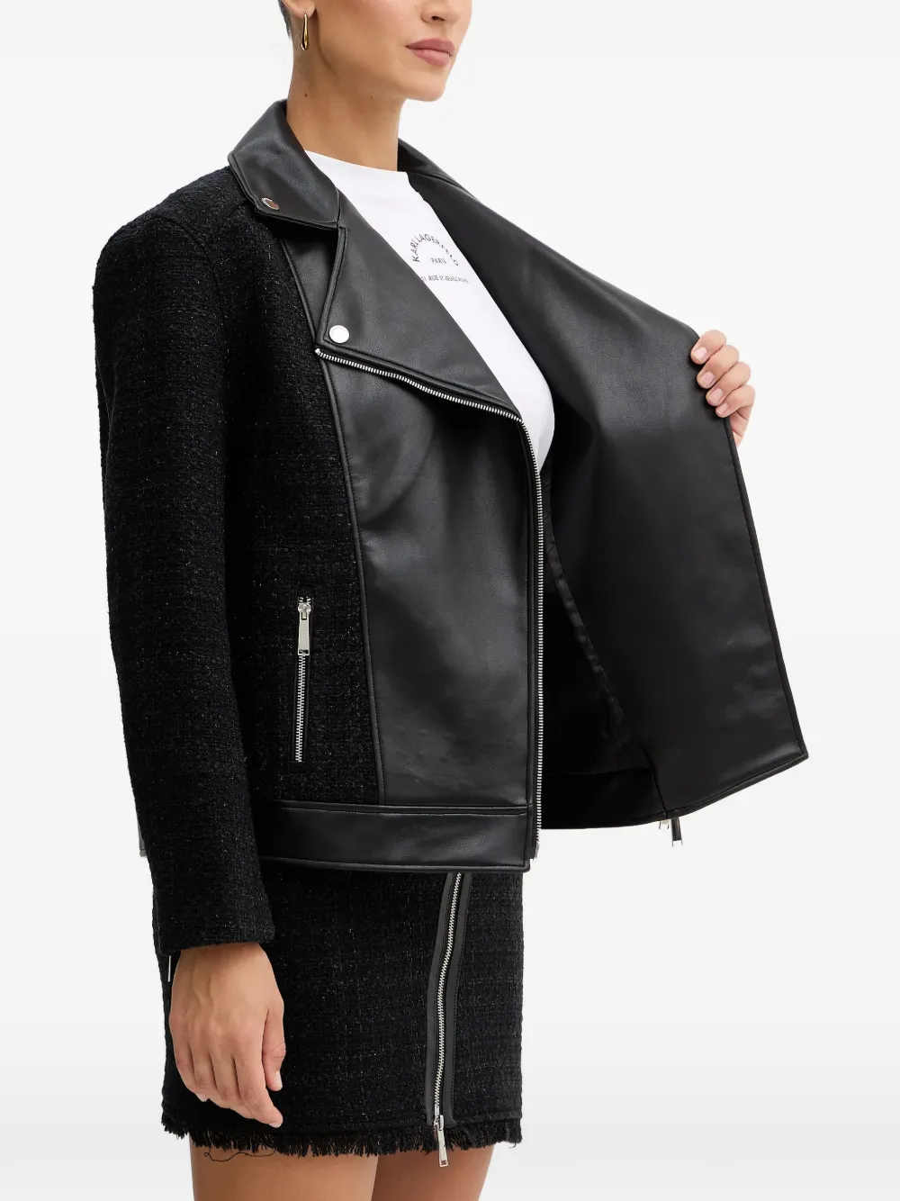 Karl Lagerfeld Jack met logoplakkaat en rits Zwart