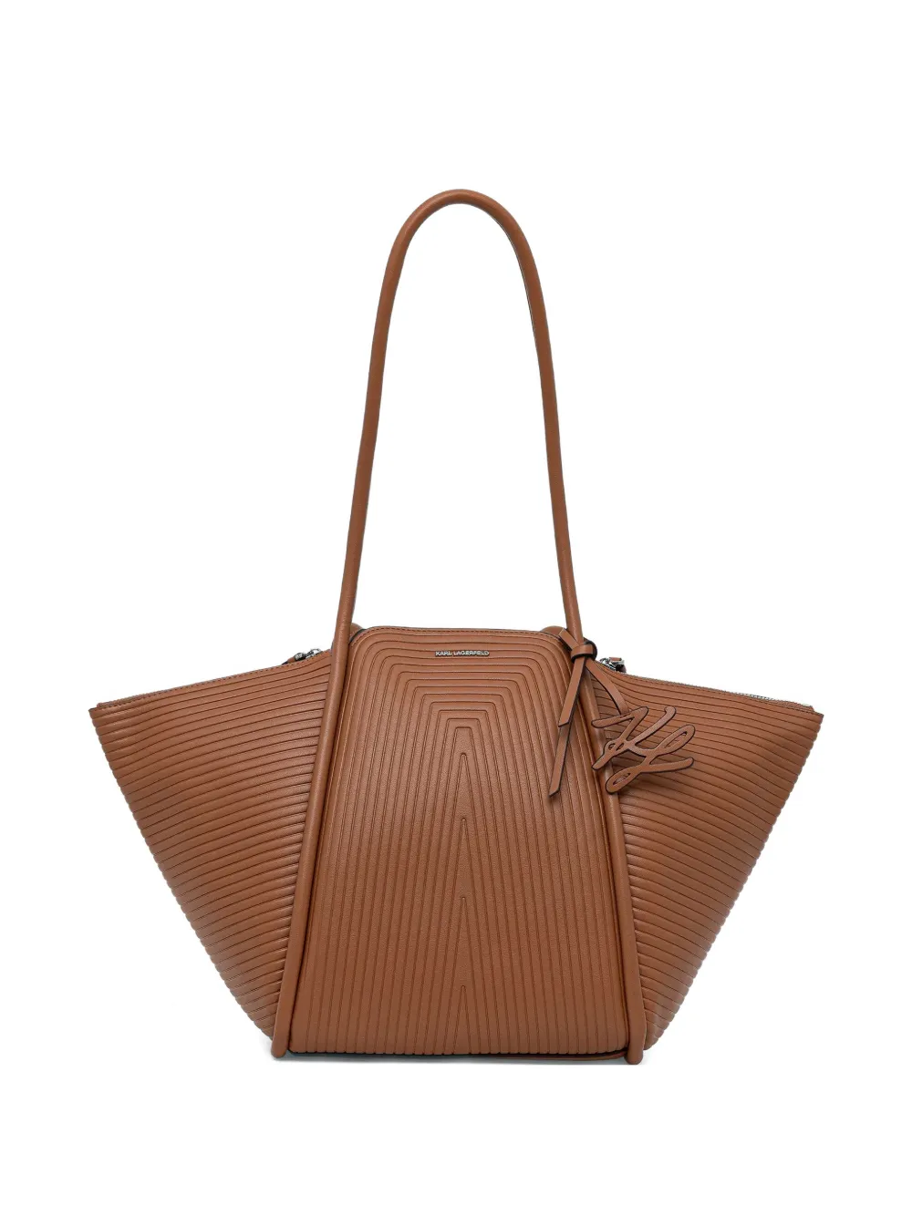 Karl Lagerfeld ribbed-texture zip tote bag - Marrone