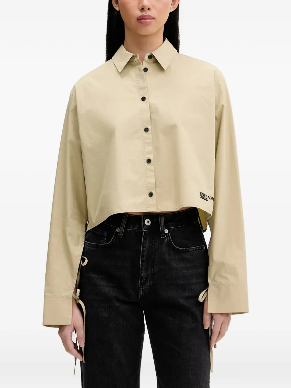 Karl Lagerfeld Jeans tie-detail cropped shirt - Toni neutri
