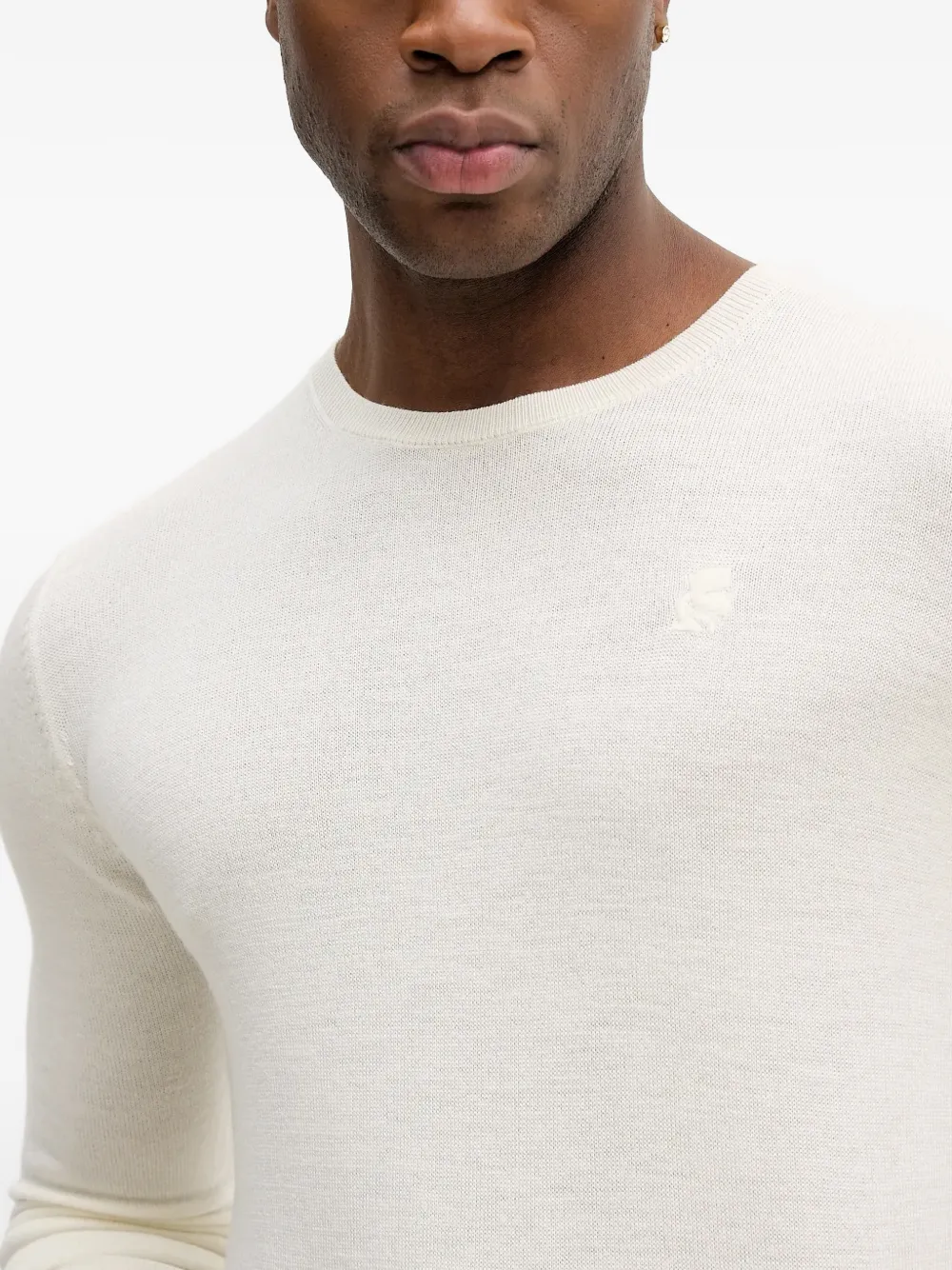 Karl Lagerfeld Trui met ronde hals en logo Beige