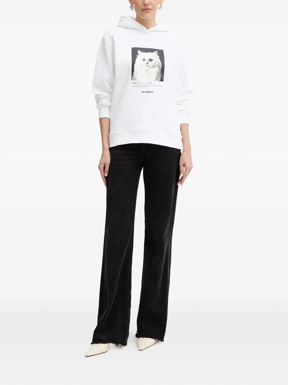 Karl Lagerfeld cat-print hoodie - Wit
