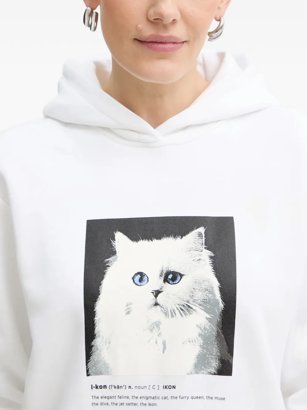 Karl Lagerfeld Hoodie met kattenprint Wit