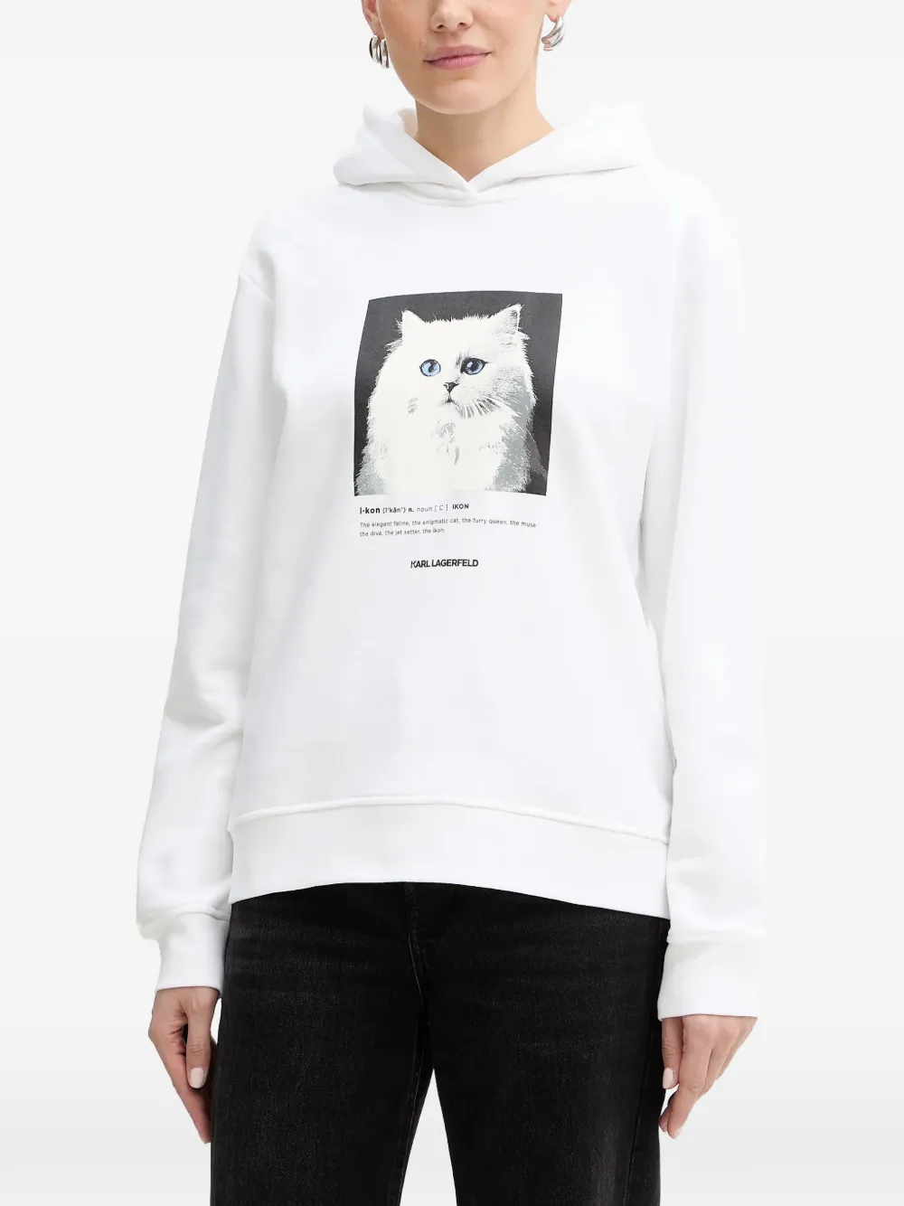 Karl Lagerfeld cat-print hoodie - Bianco