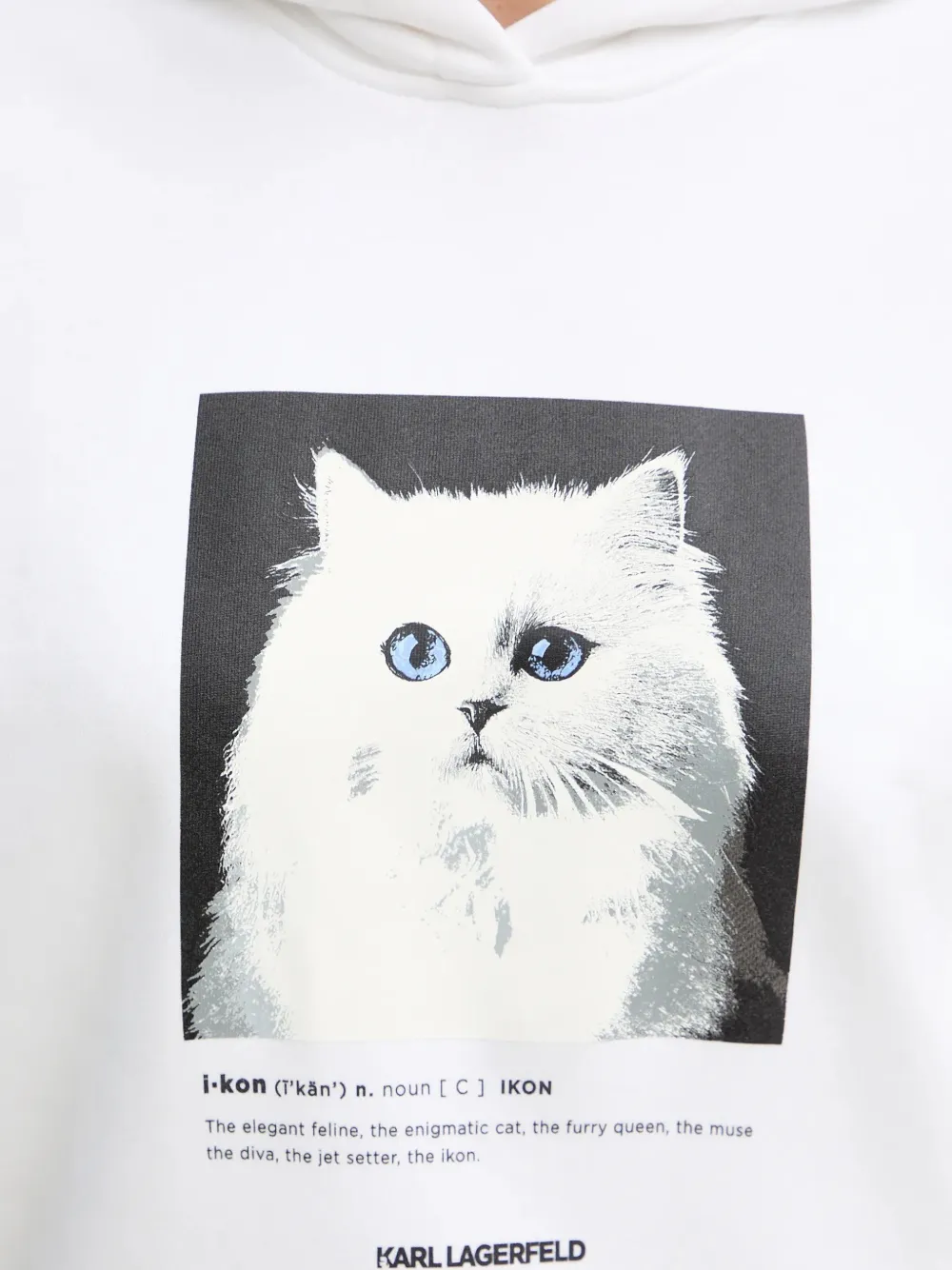 Karl Lagerfeld Hoodie met kattenprint Wit