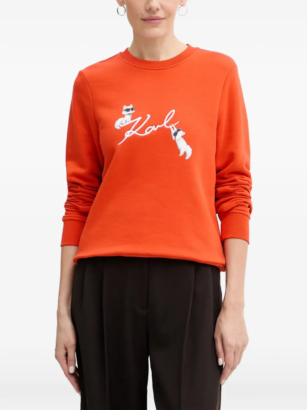 Karl Lagerfeld graphic-print crew-neck sweater - Arancione