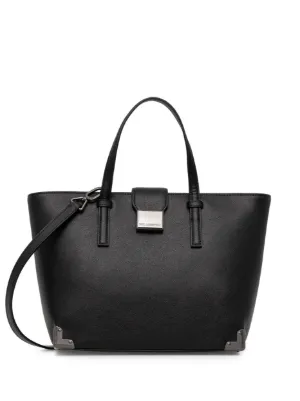 EMPORIO ARMANI ブラックレザートートバッグ Emporio Armani レザー トートバッグ | ブラック | FARFETCH JP