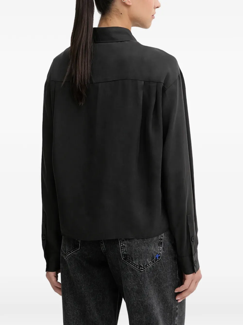 Karl Lagerfeld Jeans Blouse met gestrikte zijkant en logo Zwart
